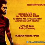 Nikhil Siddhartha Instagram - ‪As I said before.. come join me LIVE today to share some of my Tension before The release 😝😬 ‬ ‪Ur chance to Grill me.. bring it on tonite 8pm‬ On My Facebook Page #KESHAVA #LIVE #LiveWithNikhil