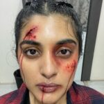 Nivetha Thomas Instagram – *disclaimer* It is blood-work makeup 

Making of Saakini Daakini #prosthetics #prostheticmakeup #bloodwork by @makeupby_tanvi 
@hairbydrishya