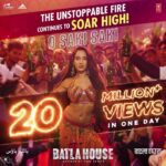 Nora Fatehi Instagram - #OSakiSaki 20 million views in 1 day ! 😍❤️🙏🏽 thank u guys for the love and support! Keep it coming! Im about to start a #OSakiSaki hookstep challenge soon! 💃🏾💃🏾 @tseries.official @emmayentertainment @nikkhiladvani @nehakakkar @tulsikumar15 @bpraak @tanishk_bagchi @marcepedrozo @flaviagiumua @batlahousefilm