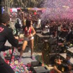 Nora Fatehi Instagram - When two North Africans come together @djsnake Represent!!!! Thats The hood girl in me busting it down on stage to Magenta Riddim 😝💥 Keeping it RAW and ENERGETIC at the Holi bash @sunburnfestival What an Epic experience the audience was incroyable 😉 🔥🔥🇮🇳 Mumbai, Maharashtra