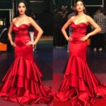 Nora Fatehi Instagram - Last night at @zeecineawards 🌶🌶 Wearing a lovely gown by @gavinmiguelofficial ❤️ Jewellery by @Gehnajewellers1 Thanks @kansalsunakshi for hooking me up with the bling 😘 Catch my performance on #zeecineawards2018 December 30th ❤️💃🏼🔥 #norafatehi #redcarpet #show #bollywood #india #mumbai #fashion #gowns #red #hair #makeup #beauty #new #love #goals #mood #naah #newyear #iphonex