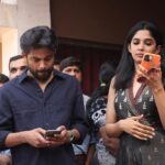 Nyla Usha Instagram - I love these pics for some reason. And this man too, sply for sending enjaami song vibes from his side of the caravan. It's our first together. . And our journey has begun. #PriyanOttathilaanu #ShootinProgress Outfit: @anitadongre 📸 @toms_g_ottaplavan