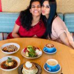 Nyla Usha Instagram – Thanks @aneeseats for capturing our love and your love all together in one frame. @adhipa I can never keep u at one arm distance. Food and Friends always Fun!