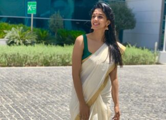 Nyla Usha Instagram - The posey me and the happy me. This year wishing for what's required than abundance. Happy Vishu everyone♥️
