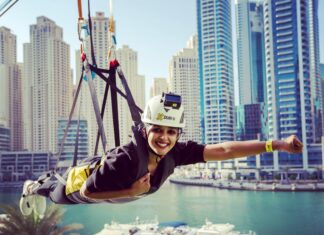 Nyla Usha Instagram - Flying over Dubai Marina... XlineDubai... experience of a lifetime... ( vdo coming soon)
