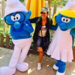 Nyla Usha Instagram – Smurfing it up #Bigdayout @dubaiparksresorts @motiongatedubai