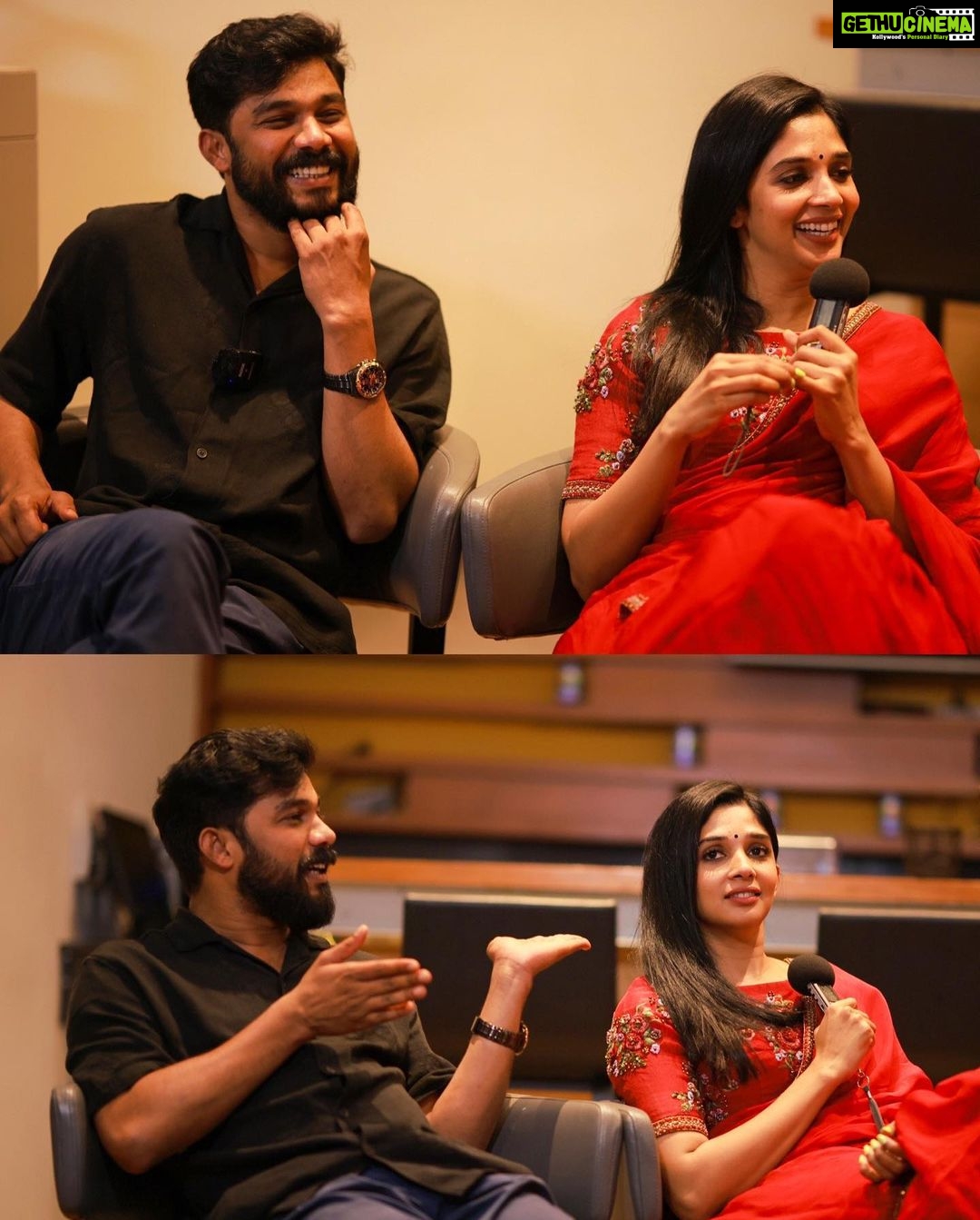 Nyla Usha Instagram - Say hello to my amazing costars @sharaf_u_dheen @aparna.das1 . Last weekend was so much fun. Catching up with my team #PriynanOttathilaanu, having back to back sessions with interviewers from different channels, talking about our movie, our perspectives and cinema in general. . *Priyan Ottathilaanu* gracing the theatres in 3 days. I am nervous now😨 . Saree @labelmdesigners Photos @rajeevanfrancis @toms_g_ottaplavan . Priyan Ottathilaanu Releasing on 24th June🤞🏼