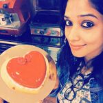 Nyla Usha Instagram – Spl valentines cAke… Someone ordered,someone made and some one ate… And in between i clicked a pic with it… Nice to see love around…