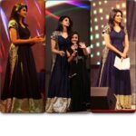 Nyla Usha Instagram – Loved wat I wore for the AAA success event . From Sanskriti-Meena bazar Dubai, a Gold embellished Blue silk gown with thick gold sequin border! #Ootd #sanskritidubai #blueandgold #heavysuit #feellikeaprincess👑