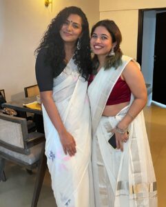 Parvathy Instagram - T’was a good day.🤍

Wearing @roukabysreejithjeevan 
Thank you @sreejithjeevan for the gift. ✨