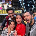 Punit Pathak Instagram - Superstar singer finale with the superstars ! ❤️❤️❤️ . . @nidhimoonysingh @bharti.laughterqueen @haarshlimbachiyaa30 . . #friends #fun