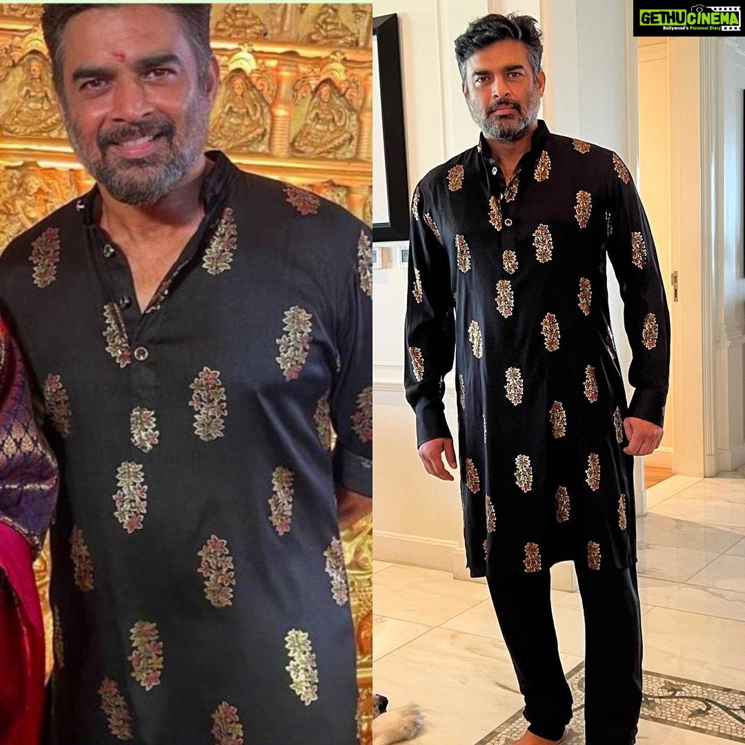 R. Madhavan Instagram - And My Fav @actormaddy is Diwali ready in a @varoinmarwah creation. Love seeing you always in my creations. . . . . #varoinmarwah #madhavan #menswear #mydubai #dubaimenstyle