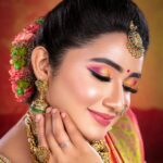 Raveena Daha Instagram - 🧡💚🧡 H&M @rekha_.makeupartist 💄 Blouse @j2fashions 👚 Saree @grb_silks 🥻 Jewellery @chennai_jazz 💎 Flowers @vasana_bridal_flowers 💐 #raveena #raveenadaha