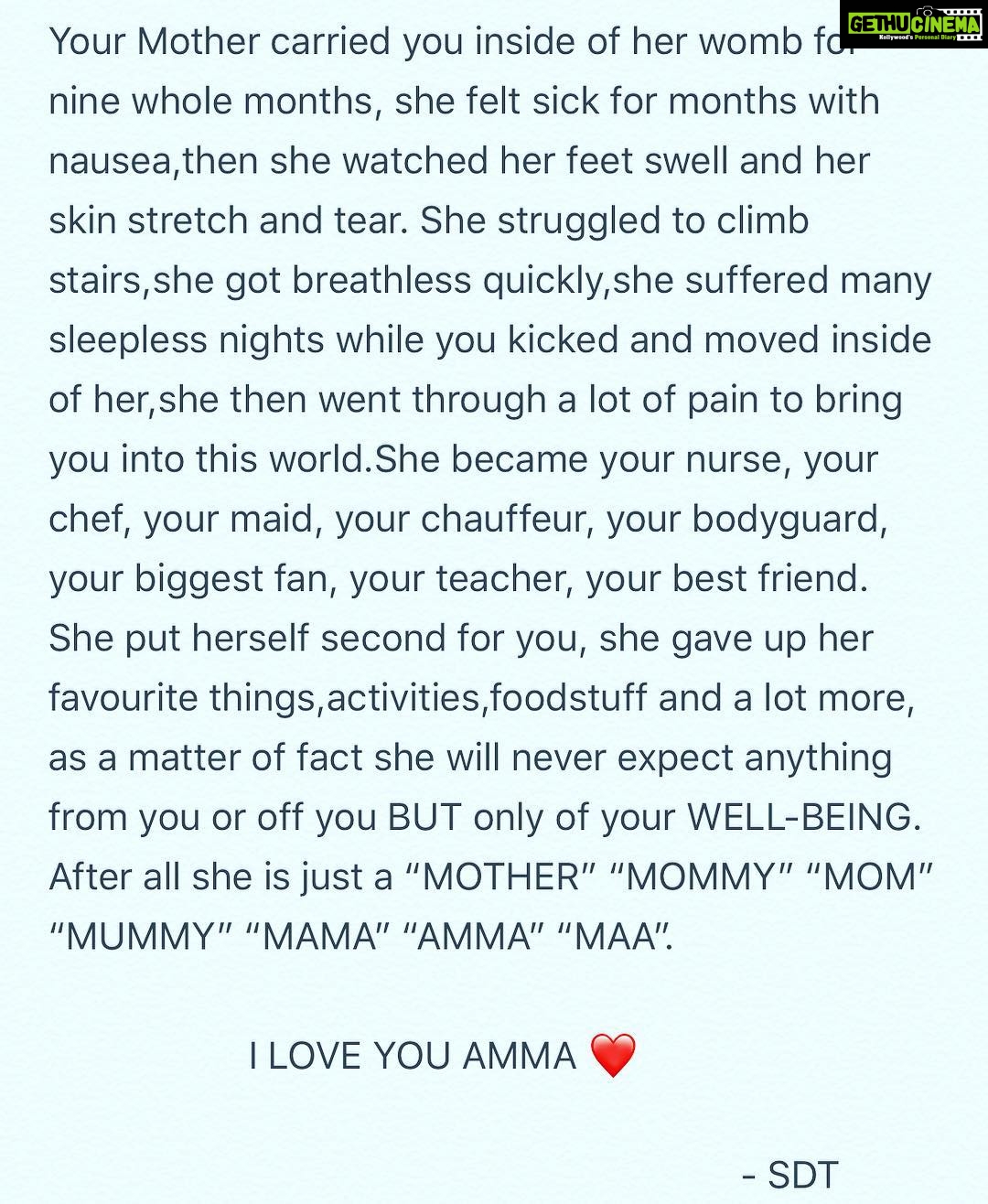 Sai Dharam Tej Instagram - I ❤️ you #AMMA #HappyMothersDay
