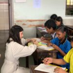 Sanjana Sanghi Instagram - Here’s to one day at a time and thereon a lifetime dedicated to hopes, dreams and unboxing our fears. Thank you, @teachforindia for allowing me to get back to my passion. I hope my kids back at @aarohan_ngo in Delhi don’t think I’ve left them! ♥️ Here’s to tapping Classrooms in every corner of our beautiful country in the immediate future. These children are explosive, and to know they’re India’s future gets me so excited. I cannot wait to see them realise each and every dream, one step at a time. #unboxingfear . . . | 💄: @angelinajoseph 💙 | 👗: @bornaliicaldeira 💙 | Kalina, Mumbai