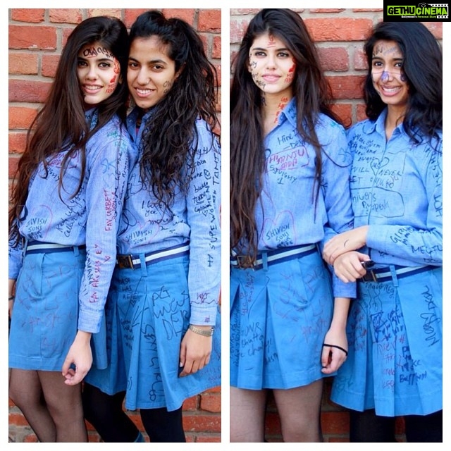 Sanjana Sanghi Instagram - couldn't have imagined a day without you two. #sisters#always Modern School
