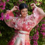 Sanjana Sanghi Instagram - Serving major holiday feels! 💕 @sanjanasanghi96 adorns the Pankaj & Nidhi Flora Bomber Jacket Set - featuring iridescent, hand-cut geometric & floral appliqué detailing on a sheer organza bomber jacket, styled with printed skorts ✨ Marbella | Pankaj & Nidhi Spring Summer 2022 Collection Shop the collection online at PankajAndNidhi.com Styled by @gopalikavirmani Produced by @thesocial.fixx @quirk_india Hair & Makeup: shrutisharmamakeup @pushkinbhasin Jewellery: @amamajewels #PankajAndNidhi #SanjanaSanghi