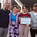 Sanjana Sanghi Instagram - #AllHeart To your right is @idaali11 - an incredibly talented young writer and filmmaker, and also, my baby sister. She walked into my life in 2010 as the most adorable 9 year old, on the sets of Rockstar in Kashmir. To your left, is @kvsatishraj - the AD without whom Rockstar’s set would have been a very different place & who is today, directing stories and making films of his own. And when they called saying “There’s this really sweet, short & simple story we want to tell. And we only want to tell this story with you, do you think you can?” There was only one right answer. Some things, are just simply, all heart, and no questions asked. It was time to do whatever was possible to move things around in the schedule & somehow just make it all happen. And, boy! We made it happen ♥️ These gems being a part of my life is courtesy @imtiazaliofficial 🌸 Stay tuned to know more because you and I are going to be celebrating this Valentine’s Day together. ♥️😉⏰ #Serendipity #SomethingComing @verma.abhay_ @tauzijafri Mumbai, Maharashtra