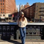 Sanjana Sanghi Instagram - The warmth of the Big Apple even in its freezing temperatures.💫 ____ 👗: @nakdfashion @nykaafashion • 👞& 🧢 : @hm • 👓 : @rayban • jewellery : @shopweekendlane Manhattan, New York