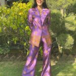 Sanjana Sanghi Instagram - The crisp winter sun, an even crisper Assamese silk pantsuit, and crispy-cheeky smiles. T’is a vibe.💜☀️ Hair&MakeUp : Non existent (because I (tried) to do it) / 📸: Dad & BFF