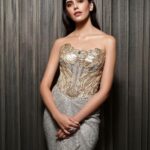 Sanjana Sanghi Instagram - A #CeremonialNight to remember, celebrating yet another milestone of my favourite two : @shantanunikhil 🖤 Here’s to you both somehow navigating the tomboy in me & creating the most stunning pieces to chime into. Thank you @gqindia for a lovely evening. #SNxGQ ——- 👗: custom made corset saree, @snbyshantanunikhil Styled by @who_wore_what_when asstd by : @stylebyankur 💍 @ambrusjewels 👠 : @oceedeeshoes 💄: @ashima.kapoor 👧: @lawangtamang95 @badhwardivya 📸 @square._frames