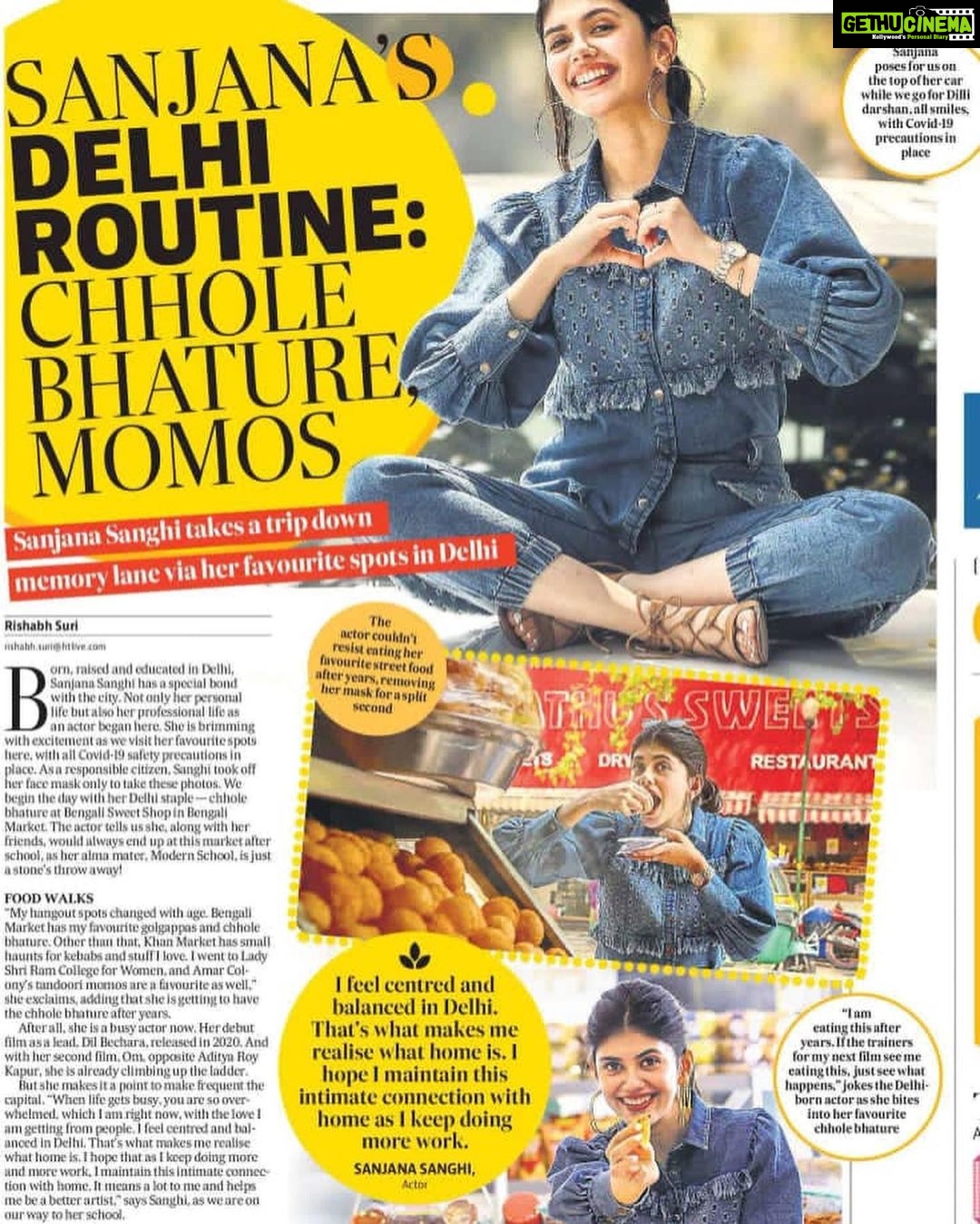 Sanjana Sanghi Instagram - Here’s to nostalgia, memories, home and everything warm yummy & fuzzy in between 🤎 To the gullies around school & college where we both lost & found ourselves. To the Chhole Bhature & Golgappas that were always caught between having limited pocket money and an endless appetite. To the Tandoori Momos in the middle of college that tasted unreal even on the hottest summer days. @hindustantimes : thank you for indulging me with this trip down memory lane in my Dilli, making me do all the things that constituent every element of who I am. Mazza aa gaya. 🤍✨ #NoPlaceLikeHome @rishazod . . . . Wearing : @mellowdrama_official New Delhi