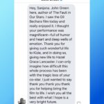 Sanjana Sanghi Instagram - ITS JOHN GREEN HIMSELF!💙 Could NOT resist sharing this moment with you all. And CANNOT be more annoyed with myself for missing this beautiful message for over 3 months. Thank you for these unfathomable words John. I will simply never be able to articulate what this means to me. It takes away so much heartache and pain. Thank you for giving us the most broken but beautiful world of The Fault In Our Stars, For watching our labour of love the very day it released, For embracing Kizie, she has both given and taken away so much from me. For giving us Hazel Grace Lancaster. It fills my heart up to know you felt I even came close to doing justice to the depths of her emotional journey. Indebted to you, forever. A forever fan. TFIOS all the way! ❤️ @johngreenwritesbooks 🙌🏻🙏 _____ #DilBechara #ThinkingOfYou #Sushant #TheFaultInOurStars