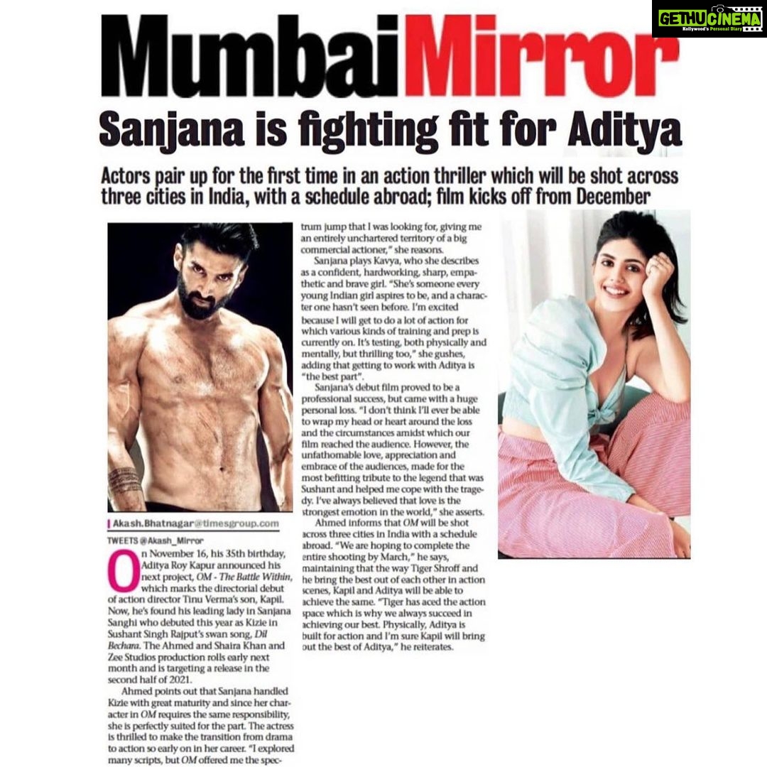 Sanjana Sanghi Instagram - KICKED. Humbled. And so grateful to finally be sharing with you all my excitement of being & becoming the incredibly inspiring Kavya, and embarking on my next journey of #Om - The Battle Within.π With the best team! π€ @adityaroykapur - LETS DO THIS!ππ» @khan_ahmedasas @itskapilverma @zeestudiosofficial @shairaahmedkhan @paperdollentertainment