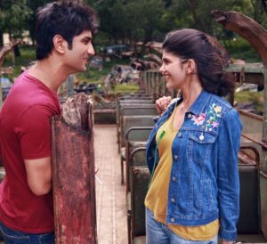 Sanjana Sanghi Instagram - Ek haseen mazaa hai yeh,
Mazaahiya,
Sazaa hai yeh?

- Taare Gin 🎵 🎧 #DilBechara 
🖊 @amitabhbhattacharyaofficial @arrahman 

• One of my absolute favourite behind the scenes moments with Sushant while shooting the scene you all love. Don’t know why, I just feel a little bit better every time I see this photograph.•

Chal Jhoothi!
@shashankkhaitan @suprotimsengupta @castingchhabra 😍💛 #SushantSinghRajput