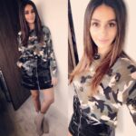 Shibani Dandekar Instagram – For the trailer launch of @noorthefilm wearing an @isabelmarant skirt @rickowensonline shoes and camo sweat shirt by @h&m 🙌🏽