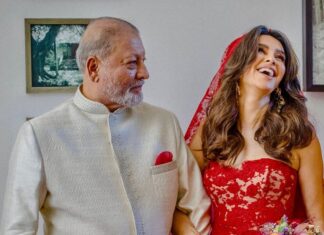 Shibani Dandekar Instagram - Happy 75th birthday to the man who walked me through life and then walked me down the aisle. Love you more than you will ever know baba @mrdandekar ❤️ 💐