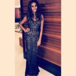 Shibani Dandekar Instagram - tonight in this stunning @sonakshiraaj gown for the CEAT cricket awards styled by the lovely @rishika_devnani ✌🏾️#stylediaries #thehealthybrowngirl