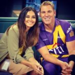 Shibani Dandekar Instagram – just another day at the office kicking it with one of my favs @shanewarne23 #tbt #allstars #aussies