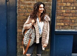 Shibani Dandekar Instagram - London life! a few of my favs: sweater by @anthropologie flannel shirt @urbanoutfitters jeans @topshop bag by @theburlappeople #highstreetfashion 🇬🇧✌🏾️photo credit @hardish