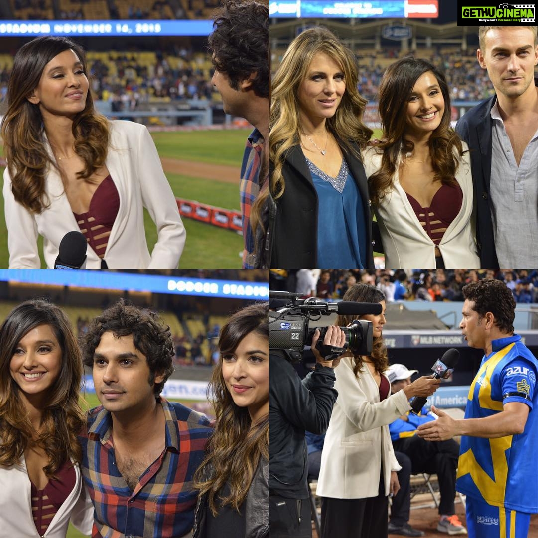 Shibani Dandekar Instagram - a look back on game one in NEw York! #cricketallstars what a great start to the series! styled by the lovely @rishika_devnani Jacket from @encrustd cage bustier from @koecsh ✌🏾️
