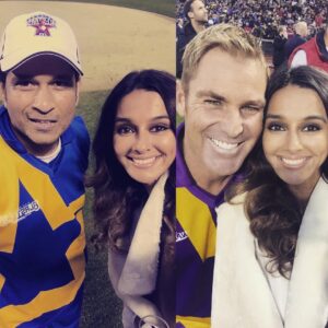 Shibani Dandekar Instagram - when legends of the game put together a legendary series! #sachinsblasters #warneswarriors #cricketallstars 🙌🏽 what an incredible day!! love my job!