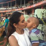 Shibani Dandekar Instagram – A little mid innings kiss with my little man Baby Z! Can’t believe how much he has grown! ❤️ #babydhawan