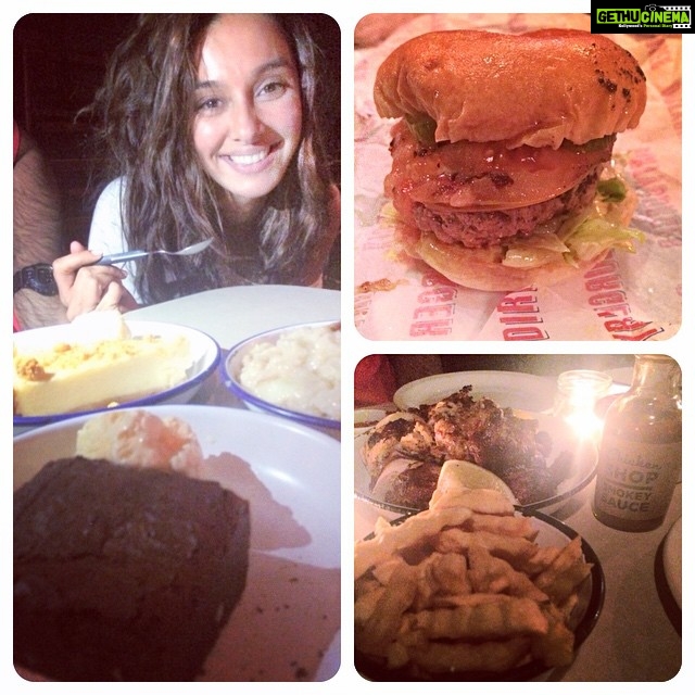 Shibani Dandekar Instagram - An evening of total food indulgence !! All finished of with some desert classics #london #dirtyburger #thechickenshop #kentishtown #burgers #chickenandchips #chocolatebrownie #applepie #lemontart #iFeelFull