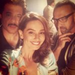 Shibani Dandekar Instagram - Shooting for covershot with these cool guys #anilkapoor #abhinaydev ✌️👊