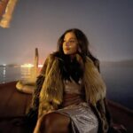 Shibani Dandekar Instagram - Faux fur coats and boat rides #shotoniphone @apple #iphone12 #nightmode 📷 @jovianicity dress by @deme_love_ 💜
