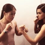 Shibani Dandekar Instagram - Gloves on with @mcmary.kom Can’t put into words what a moment this was for me!! Don’t let the videos fool you, if I got into the ring with this woman I would crap my pants 🥴😂Such a legend, so inspirational! @drewnealpt we have work to do! Ready for round 2!🥊🥊