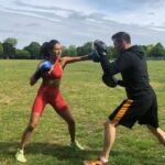 Shibani Dandekar Instagram - Miss you already coach! @drewnealpt 9 incredible days of strength training, functional and boxing from the gym to the park! Don’t get better than that! 🥊🌳#bodybydrewneal @faroutakhtar RECORD!!!!! 😂