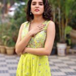 Shirley Setia Instagram - Eid Mubarak to alll celebrating 🌙💚 #KrishnaVrindaVihari promotions day 2 Outfit @gopivaiddesigns Earrings @minerali_store Ring @mozaati Heels @stoffastyle Hair by @hair_by_masthan Styled by @sayali_vidya Assisted by @stylefilebysonali Shot by @venkat_photography_hyd