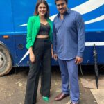 Shraddha Das Instagram - The best artist and the nicest person @suniltollywood with whom I have worked with till date, and a fellow Piscean too 🤩 Hope to keep working again and again😀 #workfriendships Hyderabad City, India