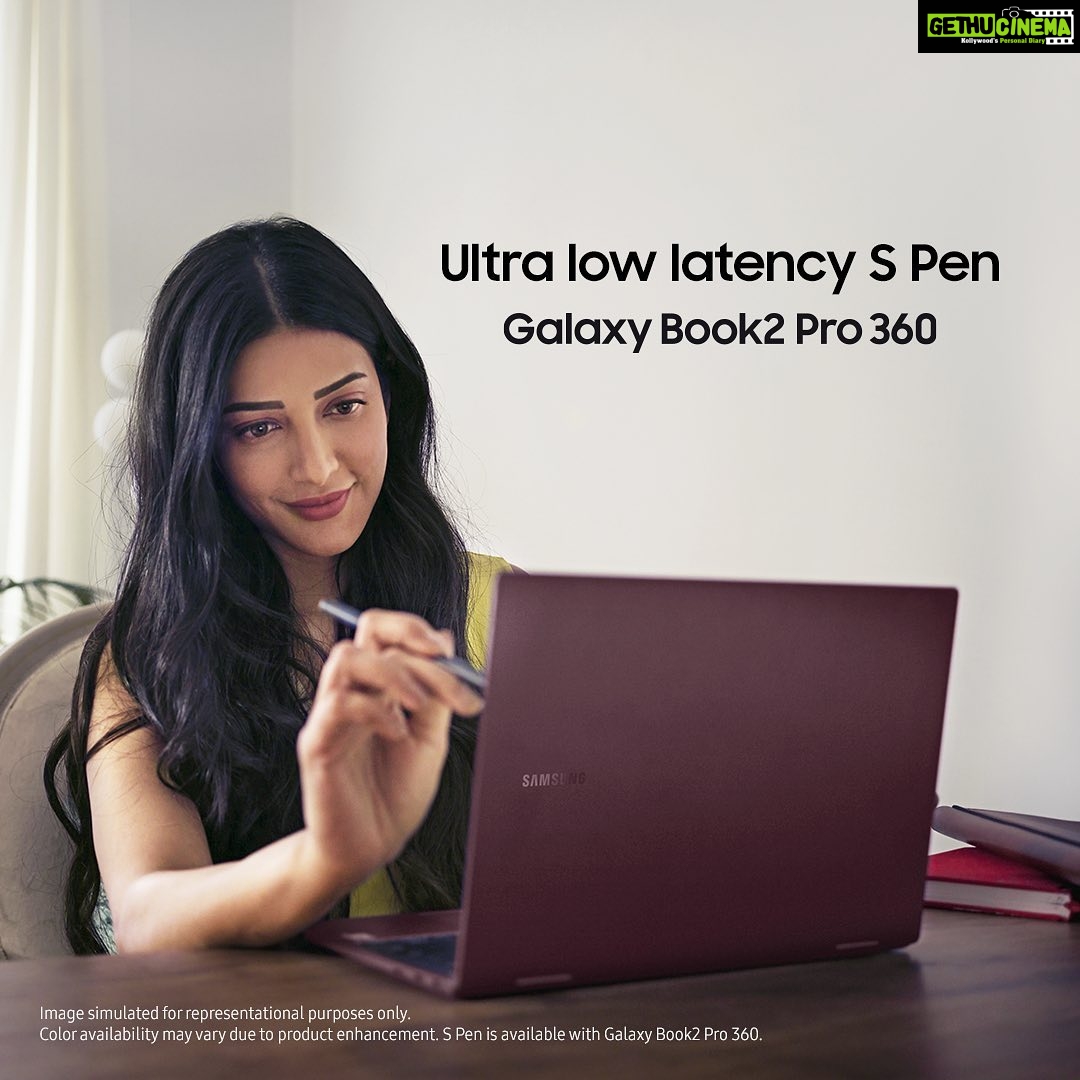 Shruti Haasan Instagram - Whether it's movies or music, I’m always thinking about my next creative work. I like to keep penning my ideas even when always on the go, so I can work on bringing them alive later. This is where the S Pen, that comes with Galaxy Book2Pro 360, really comes handy and has definitely made the process easier. #SwitchToTheNewWayToPC #Samsung