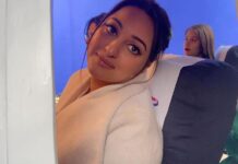 Sonakshi Sinha Instagram - The last shot we did for @aslisona … This is what they call a budget airline 🤣🤣🤣🤣🤣 So what if it’s on a budget .. BIG (heart + bodies ) = BIG screen experience Double XL releasing 4th Nov in cinemas #BTS #Madness #DoubleXL #funtimes @mahatofficial @iamzahero