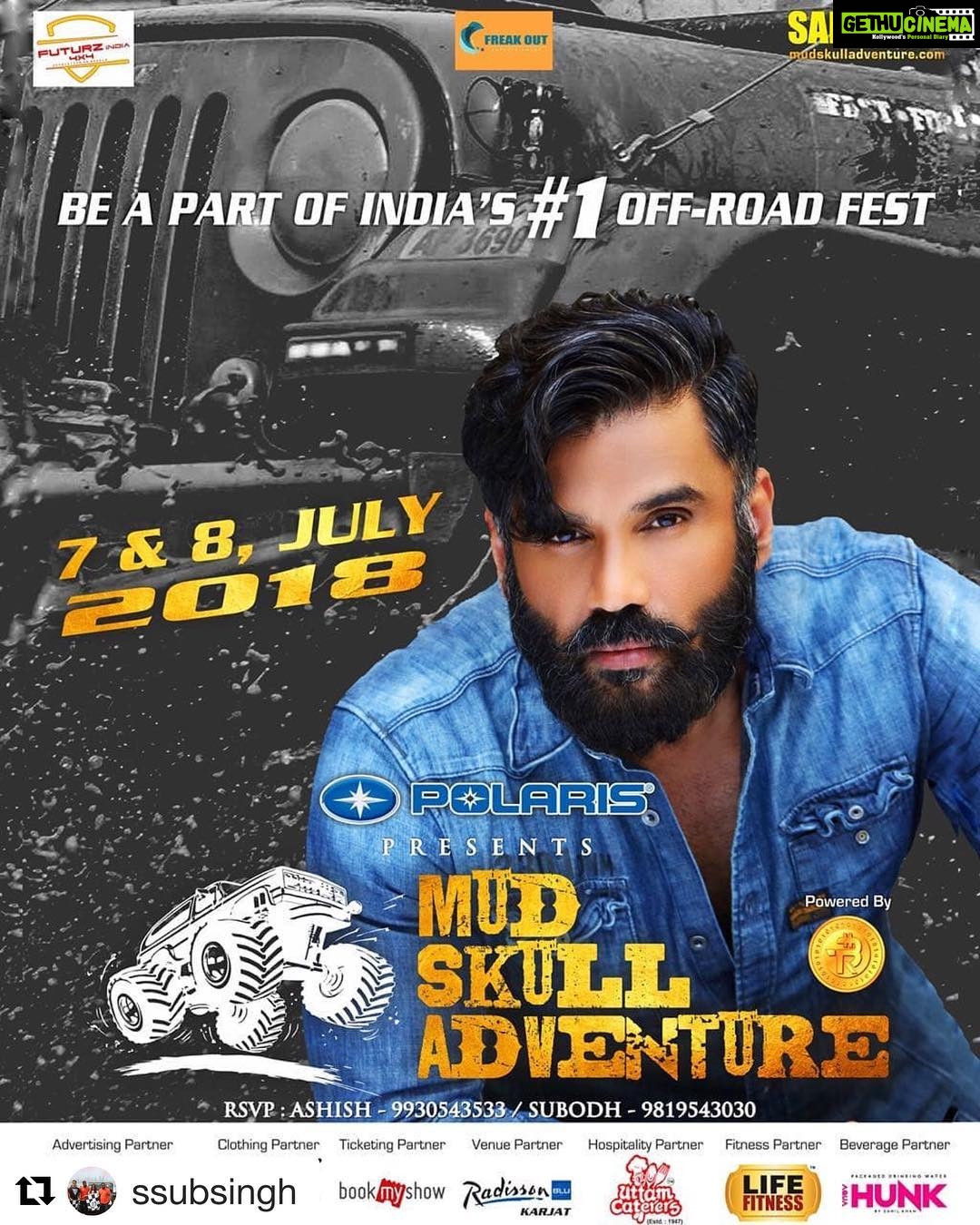 Suniel Shetty Instagram - The first is the most exciting & the best! Really looking forward to this one #Repost @ssubsingh with @get_repost ・・・ Suneil Shetty is gearing up for India’s 1st Luxurious Off-road Event by @mudskulladventure. It’s time to get dirty in Karjat. Take the rocky road and get ready for the perfect monsoon race. Adventure is Calling!