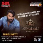 Suniel Shetty Instagram – Wishing my team, the #BahubaliBoxers good luck! Watch them #HitHarder live this Friday on @SonyESPN & @SonyLivIndia 👊🏻 @SuperBoxingLeague #sbl