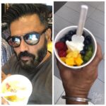 Suniel Shetty Instagram - Who said you cannot manage diet while travelling??? My replacement for lunch ... frozen yogurt and fruit!