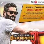 Suniel Shetty Instagram - #Repost @andtvofficial with @repostapp ・・・ Asli Champion @suniel.shetty is all set to meet you guys tomorrow for a live chat on www.facebook.com/SunielVShetty Send in your questions now using #AskAnna and watch out this space for the time.